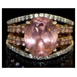 Gorgeous Oval Morganite & White Topaz Ring