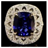 14kt Gold 16.15 ct Sapphire & Diamond Ring
