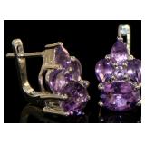 Genuine 6.55 ct Amethyst Designer Earrings