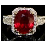 14kt White Gold 9.09 ct Oval Ruby & Diamond Ring