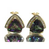 14kt Gold Mystic Topaz & Diamond Earrings
