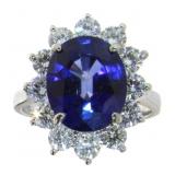 14kt White Gold 7.33 ct Sapphire & Diamond Ring