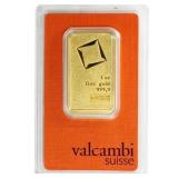 One Ounce: Valcambi Suisse Mint .999 Fine Gold Bar