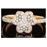 Beautiful Rose Toned White Topaz Clover Ring