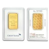 One Ounce: Credit Suisse .999 Fine Gold Bar