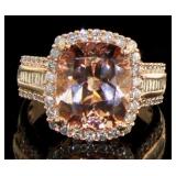 14K Rose Gold 5.81 ct Morganite and Diamond Ring