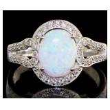Gorgeous Oval Opal & White Topaz Designer Ring