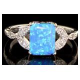 Stunning Blue Opal & White Topaz Designer Ring