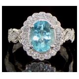 14K Gold 2.50 ct Oval Apatite and Diamond Ring
