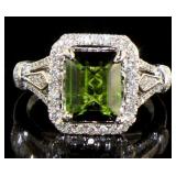 14kt Gold 2.61 ct Green Tourmaline & Diamond Ring