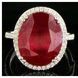 14kt Gold Oval 8.95 ct Ruby & Diamond Ring