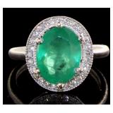 14kt Gold 4.33 ct Oval Emerald & Diamond Ring
