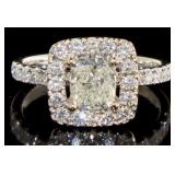 14kt Gold 1.70 ct Cushion Cut Diamond Ring