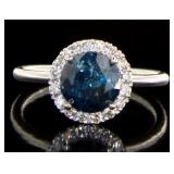 14kt Gold 1.90 ct Round Fancy Blue Diamond Ring