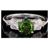 14kt Gold 1.78 ct Round Green Diamond Ring