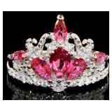 Elegant Ruby & White Topaz Designer Crown Ring