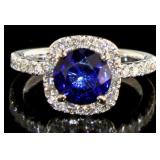 14kt White Gold 3.71 ct Sapphire & Diamond Ring