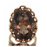 10kt Gold Oval 14.80 ct Smoky Quartz Estate Ring