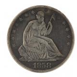 1858-O Seated Liberty Silver Half Dollar