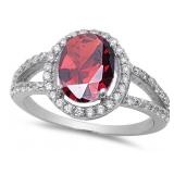 Oval 2.25 ct Garnet & White Topaz Designer Ring