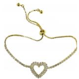 White Topaz Baguette Heart Bolo Bracelet