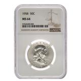1958 MS64 - Franklin Silver Half Dollar