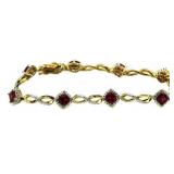 Cushion Cut Ruby & Diamond Tennis Bracelet