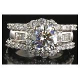 Brilliant 3.00 ct White Topaz 3 pc Bridal Set