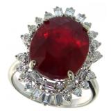 14kt White Gold 12.01 ct Oval Ruby & Diamond Ring