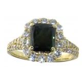 14kt Gold 3.27 ct Emerald Cut Blue Diamond Ring