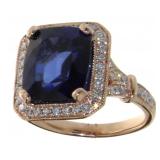 14kt Rose Gold 8.22 ct Sapphire & Diamond Ring