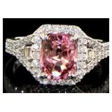 14kt Gold 2.75 ct Pink Tourmaline & Diamond Ring