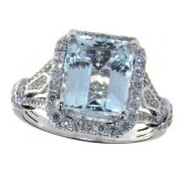14kt Gold 3.75 ct  Aquamarine & Diamond Ring