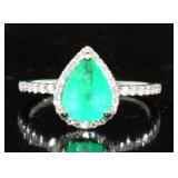 14k Gold Natural 1.84 ct Emerald & Diamond Ring