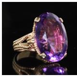14kt Gold 31.00 ct Natural Oval Amethyst Ring