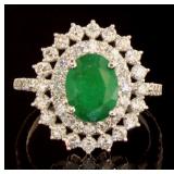 14kt Gold 2.65 ct Oval Emerald & Diamond Ring