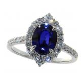 14kt Gold 2.20 ct Oval Sapphire & Diamond Ring