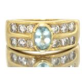 14kt Gold Natural Aquamarine & Diamond Ring