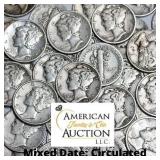 (50) Mixed Date: 1916-45 Mercury Silver Dime