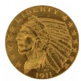 1911 Indian Head $5.00 Gold Half Eagle