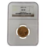1899-S AU58 Liberty Head $5.00 Gold Half Eagle