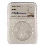 2008 MS69 American Eagle Silver Dollar