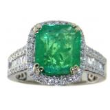 14kt Gold 3.87 ct Emerald & Diamond Ring