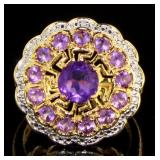 Genuine Amethyst & Diamond Accent Ring