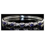 Stunning 4.10 ct Sapphire & Diamond Cuff Bracelet