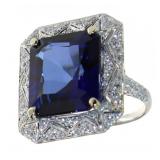 14kt Gold 22.35 ct Sapphire & Diamond Ring