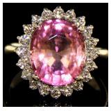 14kt Gold 6.50 ct Tourmaline Pink & Diamond Ring