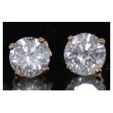 14kt Gold Brilliant 1.50 ct Diamond Stud Earrings