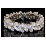 Princess & Baguette Cut White Topaz Eternity Band