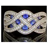 Antique Style Sapphire & White Topaz Ring